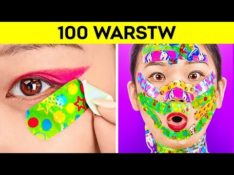 WYZWANIE 100 WARSTW! 100+ warstw makijażu, lakieru, plastrów i błyszczyka od 123 GO! CHALLENGE