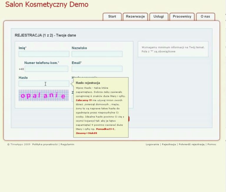 Zapisy24,Salon Kosmetyczny,Salon Fryzjerski,rejestracja klienta w systemie