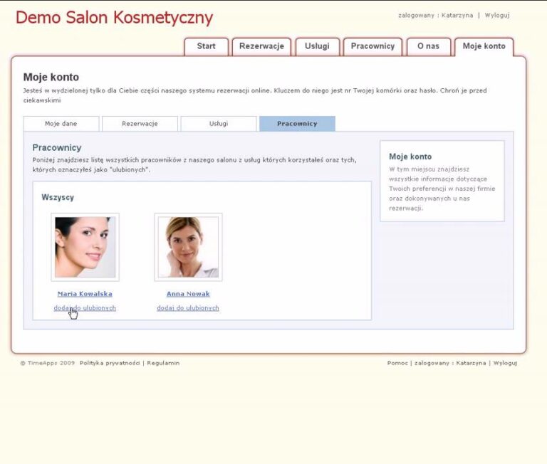 Zapisy24,Salon Kosmetyczny,Salon Fryzjerski,Klient pracownicy – dodawanie do ulubionych